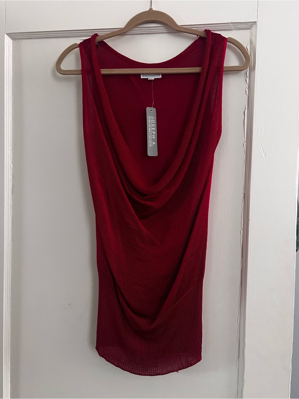 Joseph A Red Draped Cowl Neck Sleeveless Top